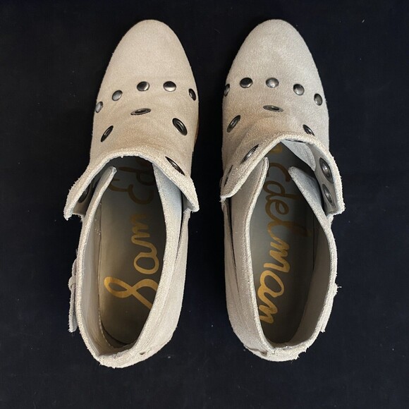 Sam Edelman Pedra Suede Pullon Ankle Boots Putty Taupe Suede Western Booties 8US - Picture 12 of 14